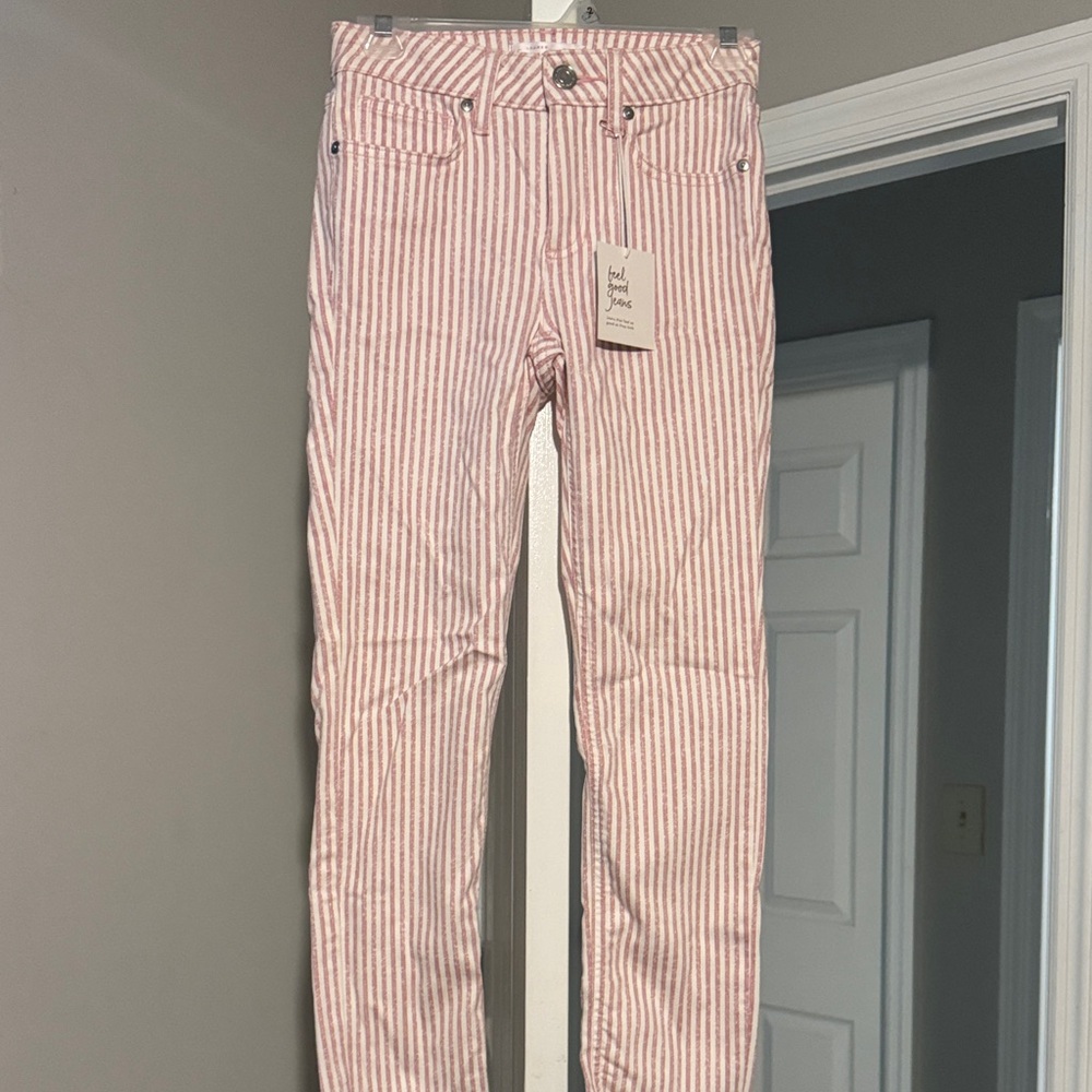 LC Lauren Conrad skinny jeans pink and white NWT